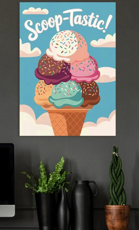 Scoop-Tastic Ice Cream Cone — metal poster wall art by Lineer